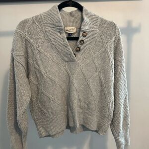 Universal Thread Light Gray Knit Sweater with Button Accents